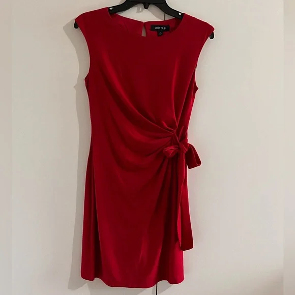 Chetta B Dresses Chetta B Red Sleeveless Side Ties Dress